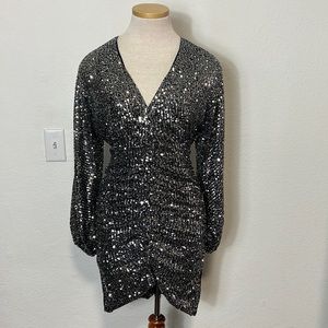ASTR Black Silver Sequin Cocktail Dress Size Small